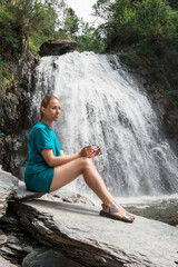 Woman at Korbu Waterfall