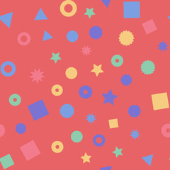 Kids geometric shapes seamless vector pattern.