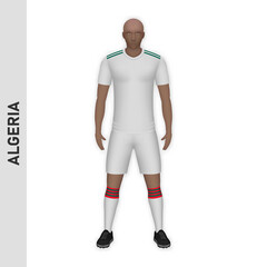 3D realistic soccer player mockup. Algeria Football Team Kit template