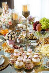Tables served for special occasion, decorated with flower