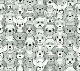 Dog Seamless Pattern. Cute Cartoon Style. Vector