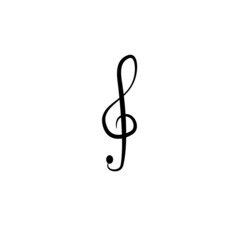 Musical note icon with handwriting. Vector drawing.