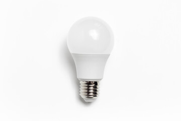 Close-up of eco light bulb isolated on white background. Minimalistic concept of object. New idea concept.