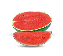 fresh water melon slices on a white,isolated