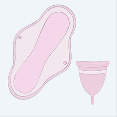 reusable gasket and cup in pastel colors vector illustration