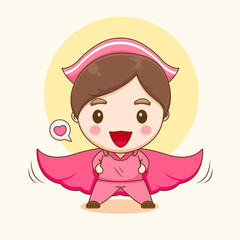 Cartoon illustration of cute nurse character as a super hero