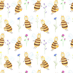 Bees and Wildflowers Pattern