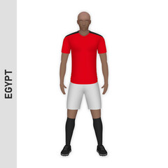 3D realistic soccer player mockup. Egypt Football Team Kit template