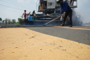 Blur the road construction ASPHALT HOT MIX IN - PLACE RECYCLING