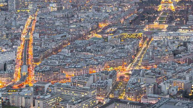 Time lapse during sunset, city ligths are turning on durin twilight to night