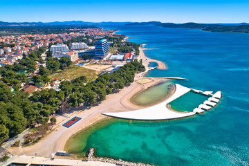 Fototapeta na wymiar Adriatic town of Vodice waterfront aerial view