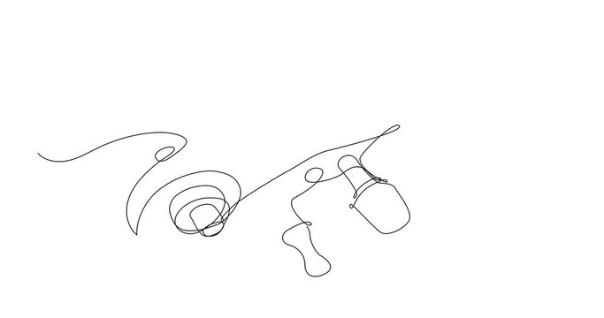 Self drawing animation of continuous line drawing of of the neck of a classical violin in close-up. Concept of classical stringed musical instrument. Black line on white background