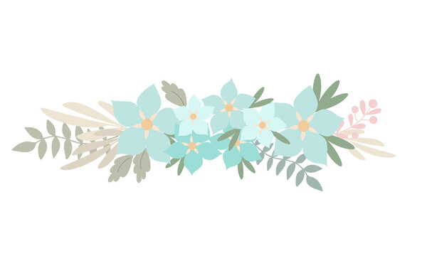 Simple flowers pastel-colored floral arrangement of in flat style vector illustration, symbol of spring, cozy home, Easter holidays celebration decor, clipart for cards, bohemian springtime decoration