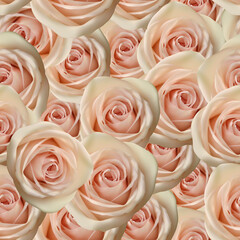 Seamless pattern with realistic roses, vector illustration
