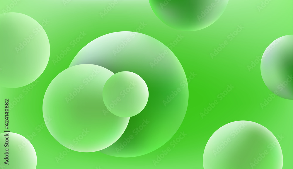 Poster abstract green vector background with 3d balls