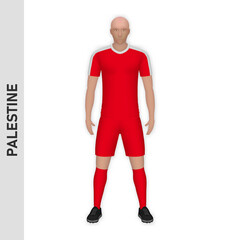 3D realistic soccer player mockup. Palestine Football Team Kit template