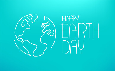 Happy Earth Day vector illustration. Linear vector illustration