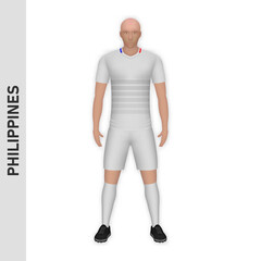 3D realistic soccer player mockup. Philippines Football Team Kit template