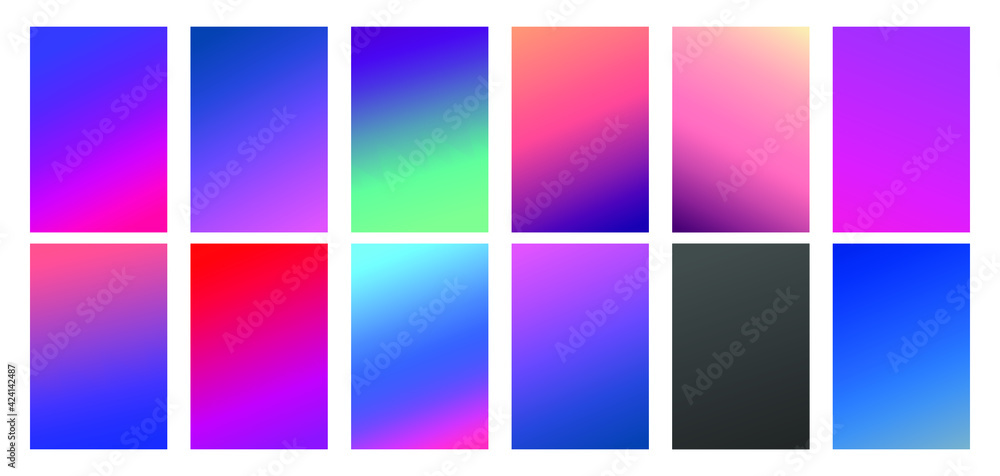 Poster set of abstract vector gradient backgrounds. colorful texture for your design. mobile app template
