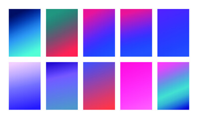 Set of abstract vector gradient backgrounds. Colorful texture for your design. Mobile app template