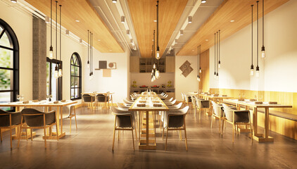 Fototapeta na wymiar 3d render of luxury restaurant cafe ibterior