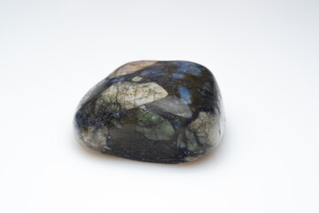 Natural gemstone liberite on white background