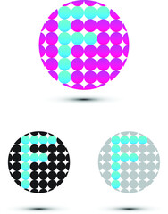 F letter logo design with circle