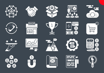 SEO Glyph Icons Set. SEO Related Vector Glyph Icons. Website and APP Design and Development. Simple Glyph Pictogram Pack. Stroke Vector Logo Concept, Web Graphic. Vector icons. Editable Stroke.