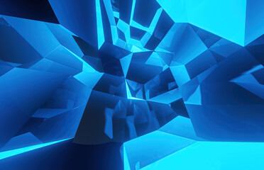 blue abstract background of cubic formations