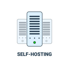 Hosting vector icon. Self-hosting or datacenter logo. Storage and exchange of information. Cloud server.