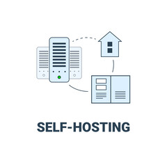 Hosting vector icon. Self-hosting or datacenter logo. Storage and exchange of information. Cloud server.
