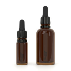 Black Dropper pipette bottles mockup. CBD oil dropper bottles. Serum dropper botlle. Vape liquid in brown glass 10ml bottle. 50ml dropper bottle on white background.