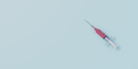 Safe vaccine in a syringe. Blood collection, donation. 3d