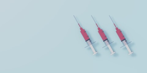 Safe vaccine in a syringe. Blood collection, donation. 3d