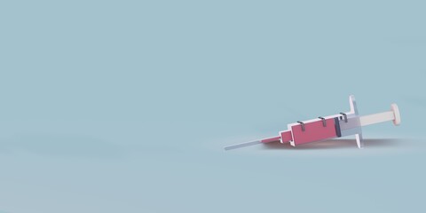 Safe vaccine in a syringe. Blood collection, donation. 3d