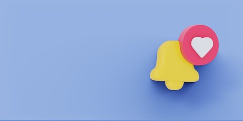 social network. new notification. the bell . notification bell 3d 