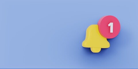 social network. new notification. the bell . notification bell 3d 