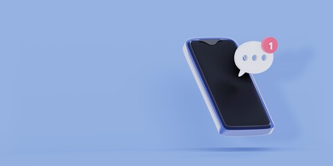smartphone social network.   Phone for business and advertising. new notification.  3d 