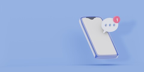 smartphone social network.   Phone for business and advertising. new notification.  3d 