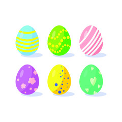 Colorful Easter eggs. A hand-drawn pattern is a cute decoration. Vector illustration on a white background. for the concept of the Easter holiday.