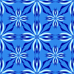 Gorgeous seamless pattern. Blue ornamental tiles