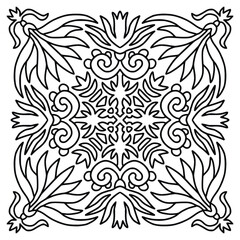 Mandala tile ornament. Coloring book page.