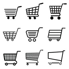 Basket icon vector set. shopping cart illustration sign collection. supermarket symbol or logo.