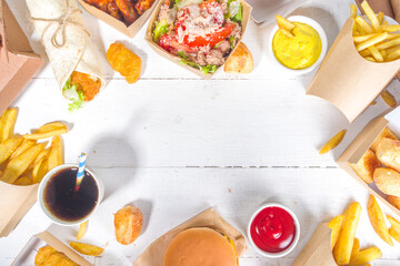 Delivery food, fast-food background
