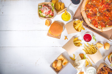 Delivery food, fast-food background