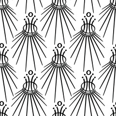 Modern pattern design in new age tattoo style. Creative scred print for textile or wall paper. Black and white.