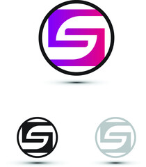 S letter logo design template in circle outline