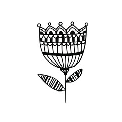 Hand drawn tulip logo. Unique print design.
