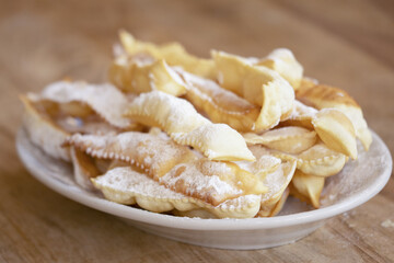 traditional carnival sweet called chiacchiere