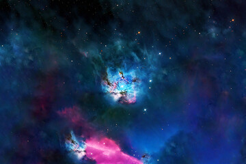 Fototapeta na wymiar Beautiful colored galaxy on a dark background. Elements of this image were furnished by NASA.